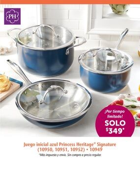 Princess House Blue Nonstick Cookware Set with Glass Lids